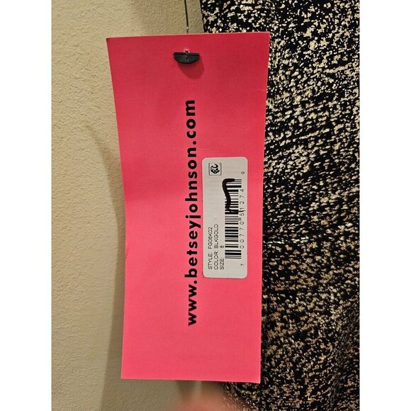 NWT Women's Betsey Johnson Black and Gold Pencil Dress Size 8 - Picture 5 of 10